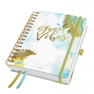 Naptár, spirál, A5, heti, 2026, kemény borító, SIGEL "Jolie", Good Vibes