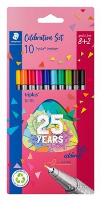 Tűfilc készlet, 0,3 mm, STAEDTLER "Triplus® fineliner 334", 10 különböző szín