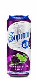 Alkoholmentes sör, 0,5 l, dobozos, SOPRONI "0.0%", feketeribizli-lime